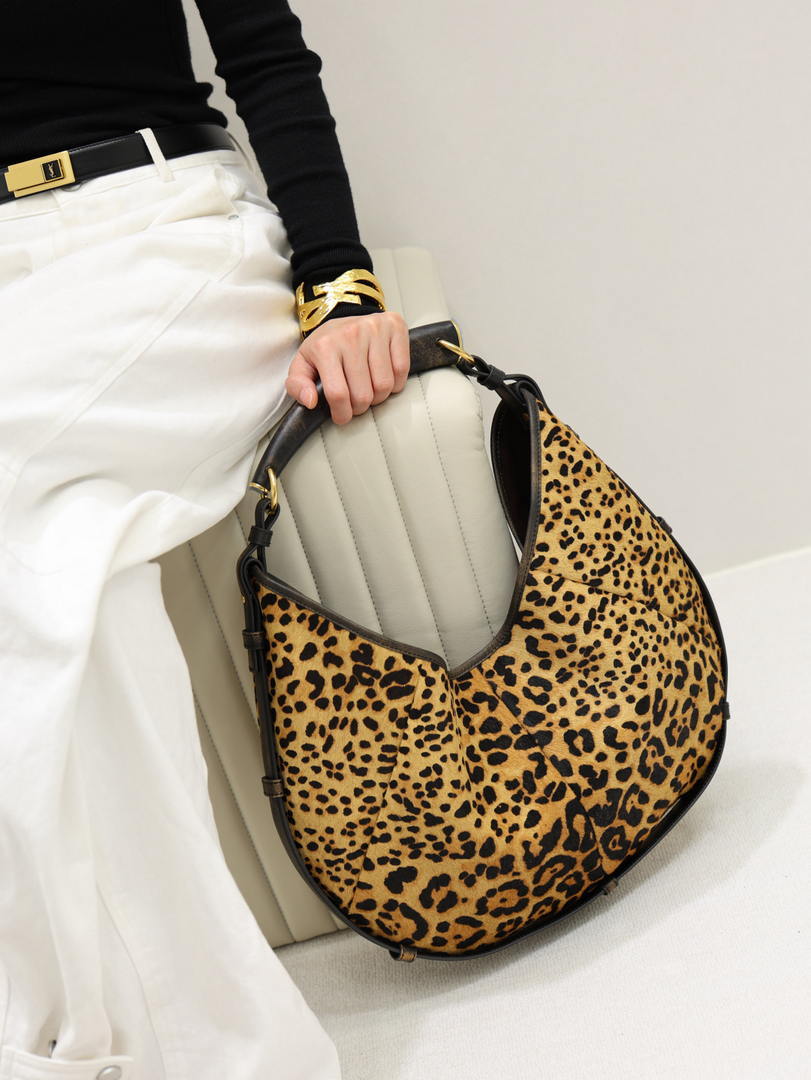 Saint Laurent YSL A0011MAAGWJ1000 MOMBASA Large in pony hair leather Leopard print