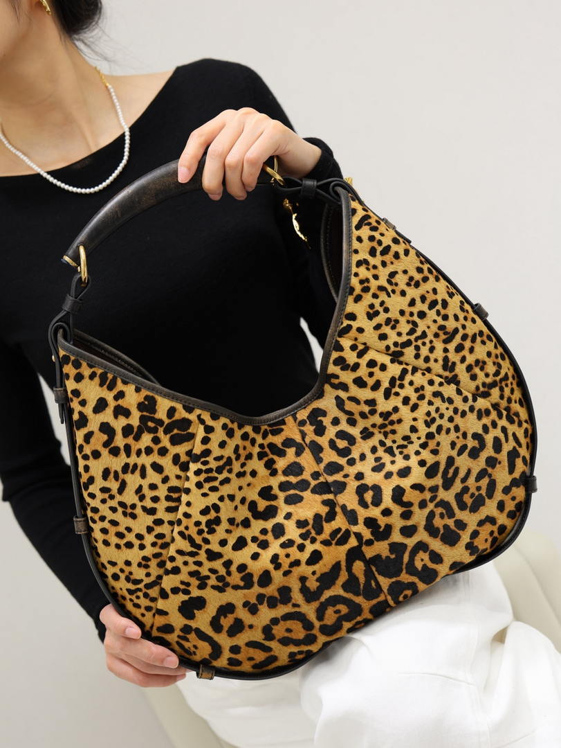 Saint Laurent YSL A0011MAAGWJ1000 MOMBASA Large in pony hair leather Leopard print