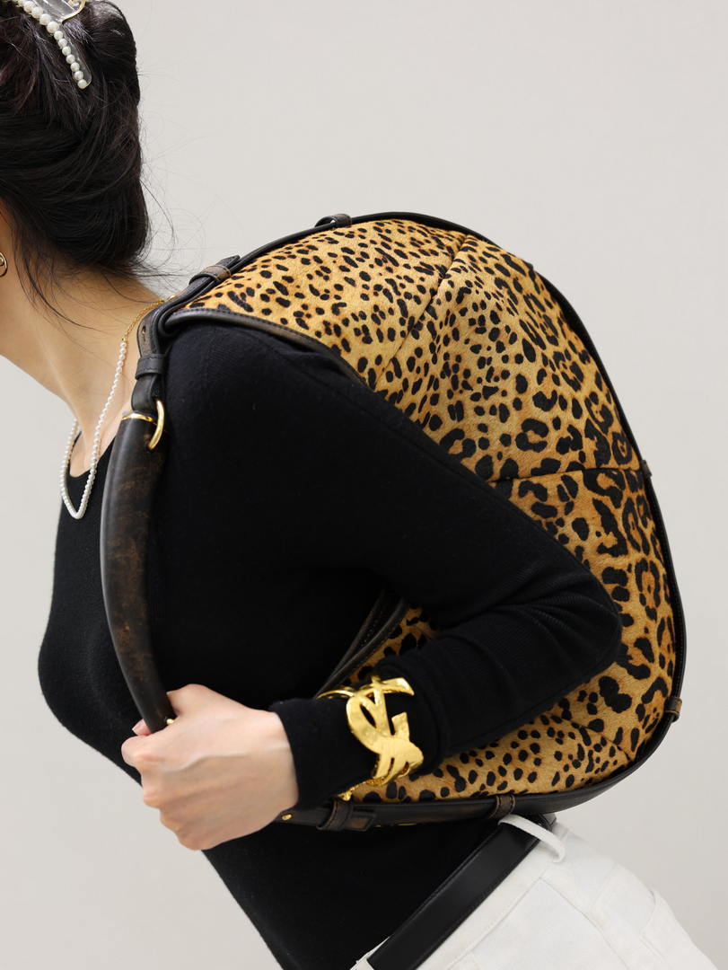 Saint Laurent YSL A0011MAAGWJ1000 MOMBASA Large in pony hair leather Leopard print