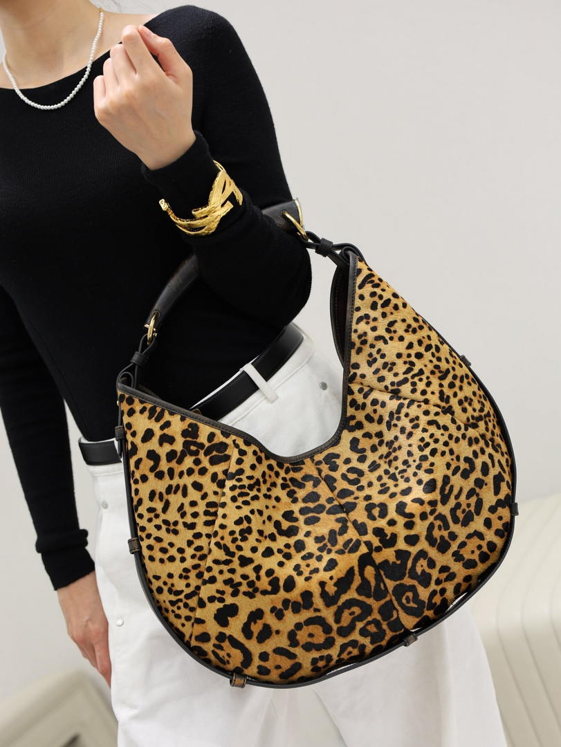 Saint Laurent YSL A0011MAAGWJ1000 MOMBASA Large in pony hair leather Leopard print