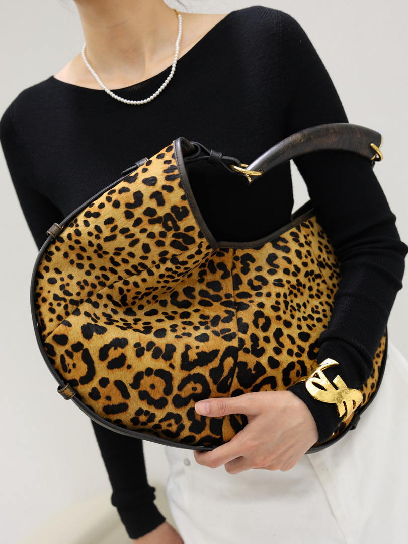 Saint Laurent YSL A0011MAAGWJ1000 MOMBASA Large in pony hair leather Leopard print