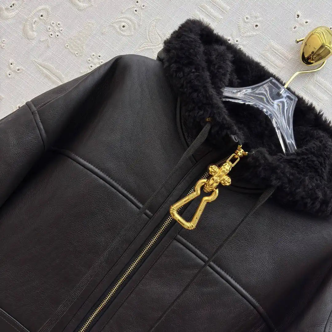 Schiaparelli Shearling hooded zip-up jacket SCH80001