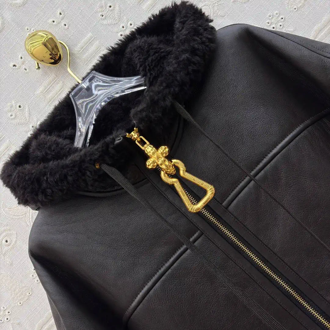 Schiaparelli Shearling hooded zip-up jacket SCH80001