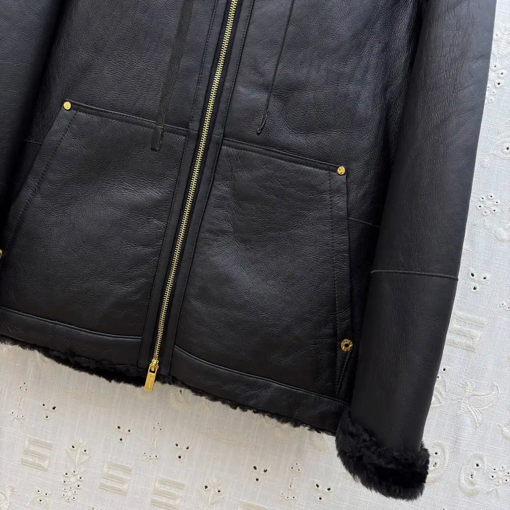Schiaparelli Shearling hooded zip-up jacket SCH80001