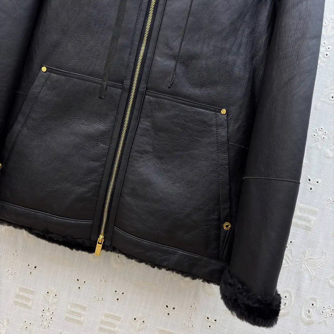 Schiaparelli Shearling hooded zip-up jacket SCH80001