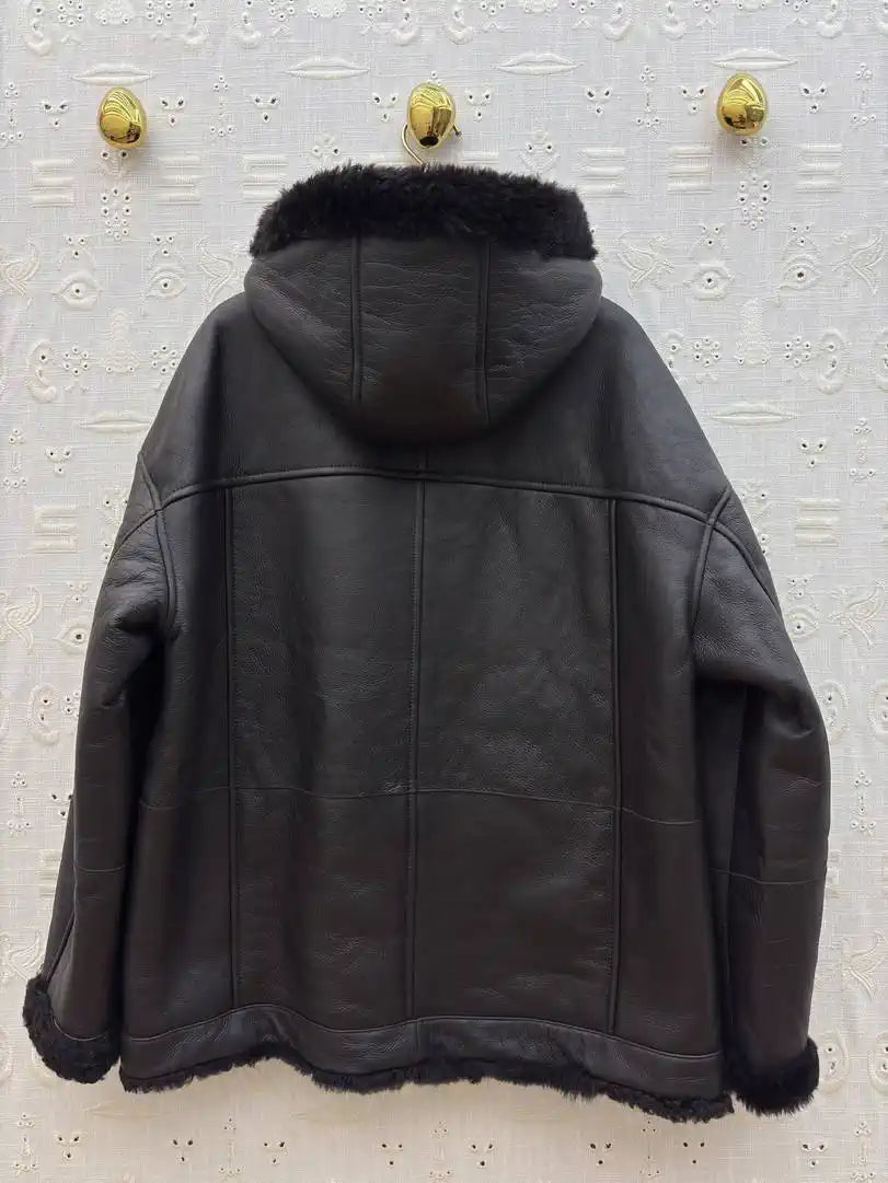 Schiaparelli Shearling hooded zip-up jacket SCH80001