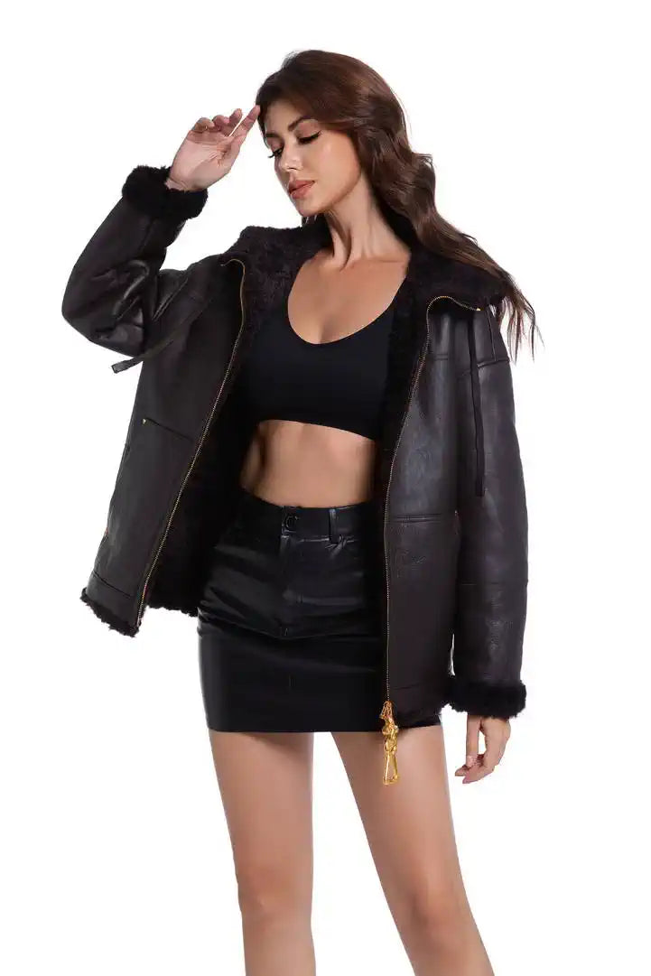 Schiaparelli Shearling hooded zip-up jacket SCH80001