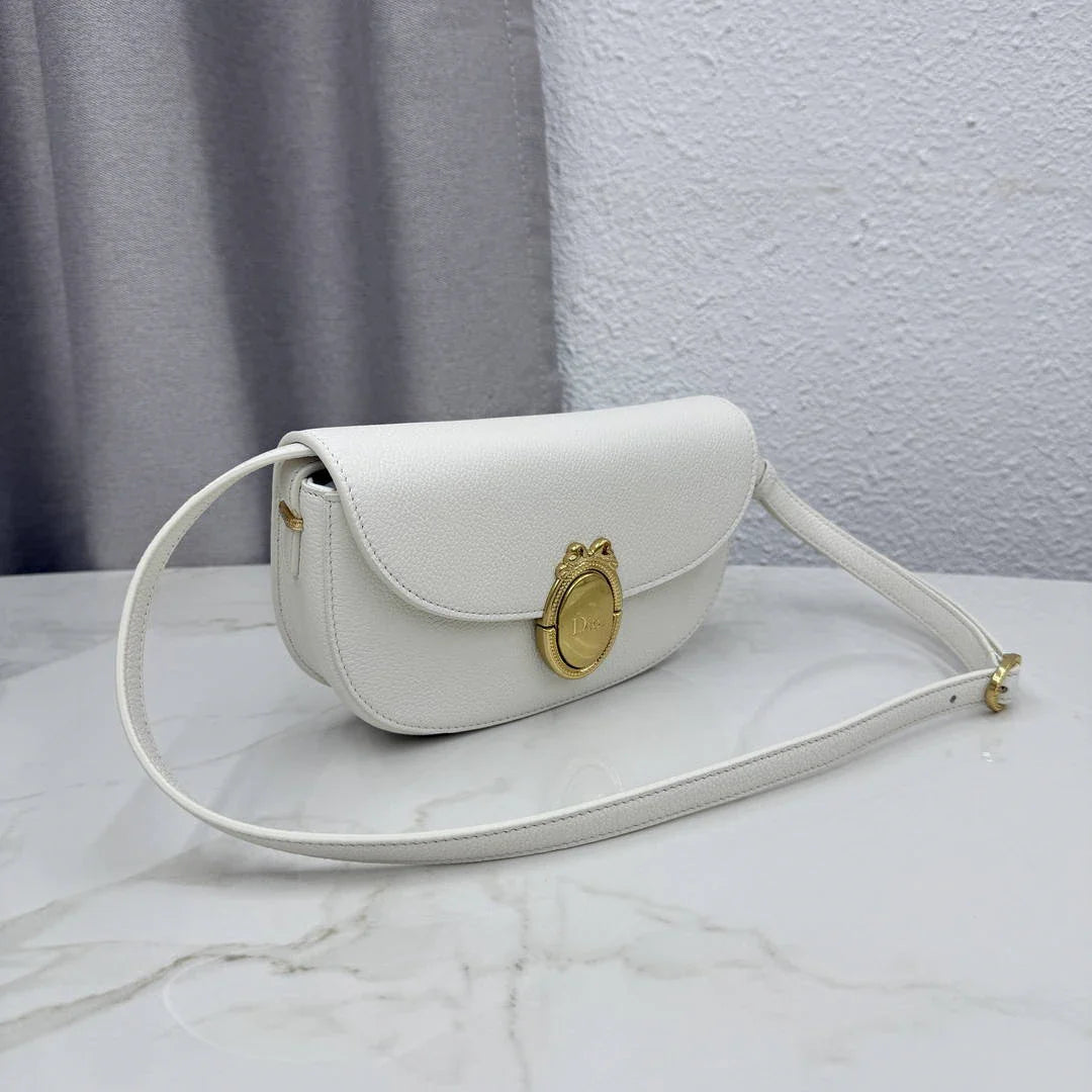 Small Dior Médaillon Flap Bag M3919QDWP_M900 White Grained Calfskin - Default Title - View 2