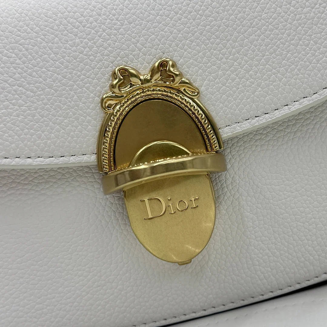 Small Dior Médaillon Flap Bag M3919QDWP_M900 White Grained Calfskin - Default Title - View 4