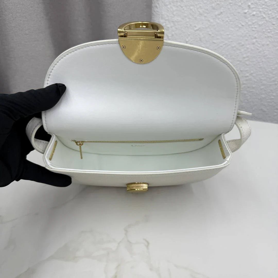 Small Dior Médaillon Flap Bag M3919QDWP_M900 White Grained Calfskin - Default Title - View 8