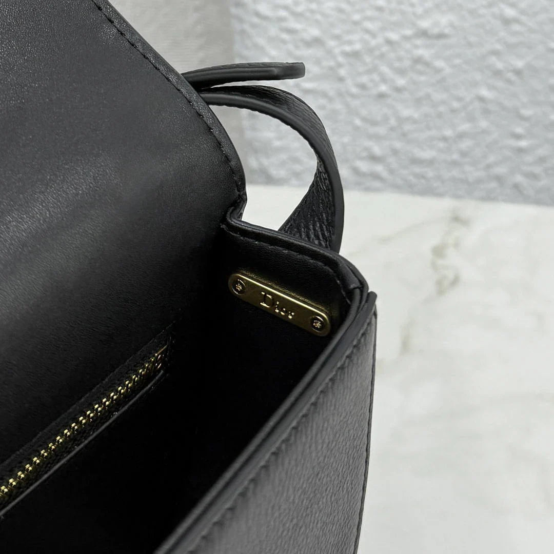 Small Dior Médaillon Flap Bag M3919QDWP_M900 Black Grained Calfskin - Default Title - View 7