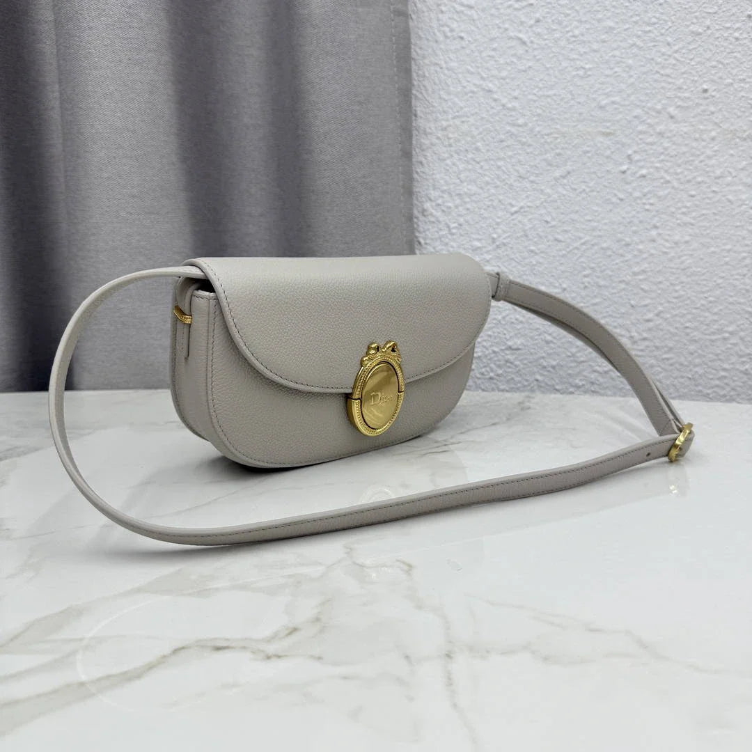Small Dior Médaillon Flap Bag M3919QDWP_M900 Gray Grained Calfskin - Default Title - View 2