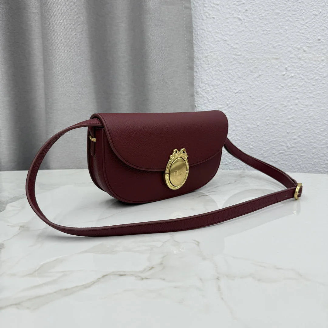 Small Dior Médaillon Flap Bag M3919QDWP_M900 Wine Red Grained Calfskin - Default Title - View 2