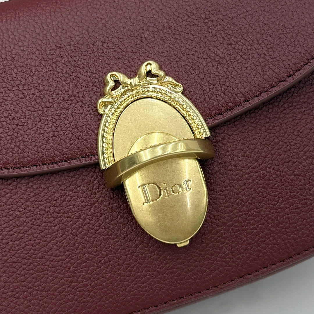 Small Dior Médaillon Flap Bag M3919QDWP_M900 Wine Red Grained Calfskin - Default Title - View 4