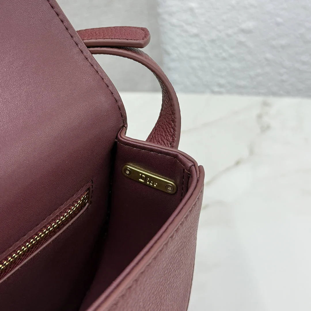 Small Dior Médaillon Flap Bag M3919QDWP_M900 Wine Red Grained Calfskin - Default Title - View 7