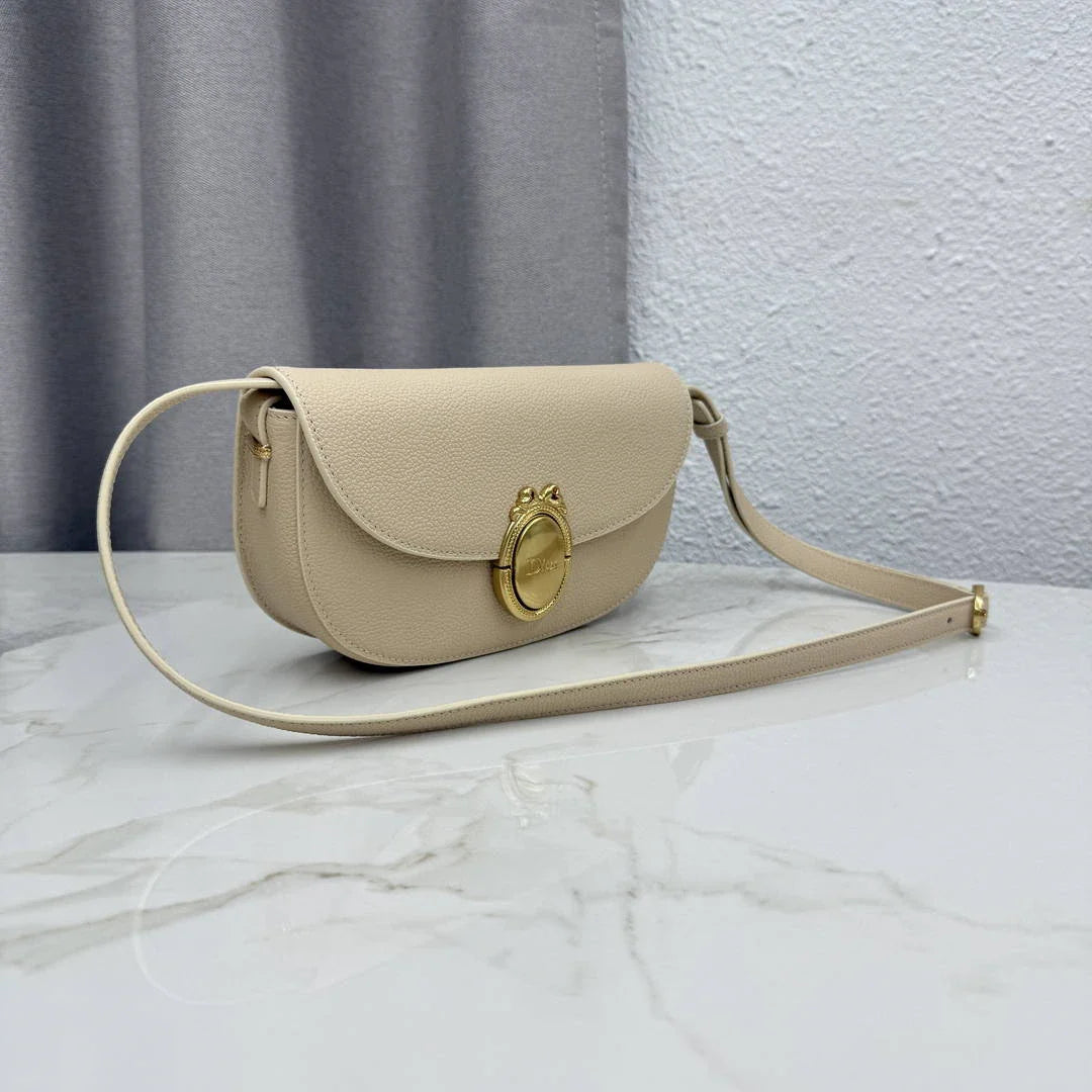 Small Dior Médaillon Flap Bag M3919QDWP_M900 Apricot Grained Calfskin - Default Title - View 2