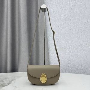 Small Dior Médaillon Flap Bag M3919QDWP_M900 Elephant Gray Grained Calfskin - Default Title - View 1