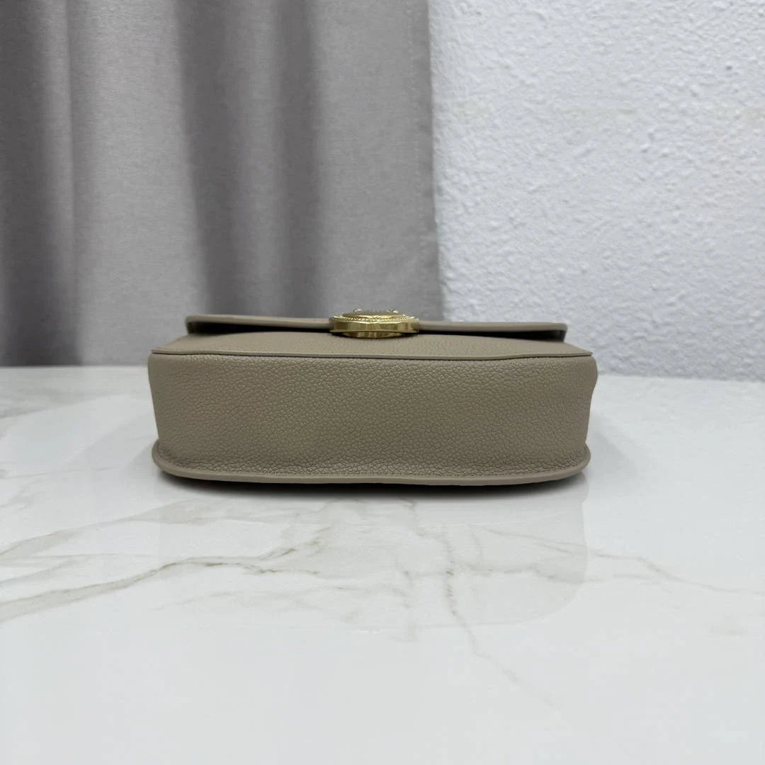 Small Dior Médaillon Flap Bag M3919QDWP_M900 Elephant Gray Grained Calfskin - Default Title - View 6