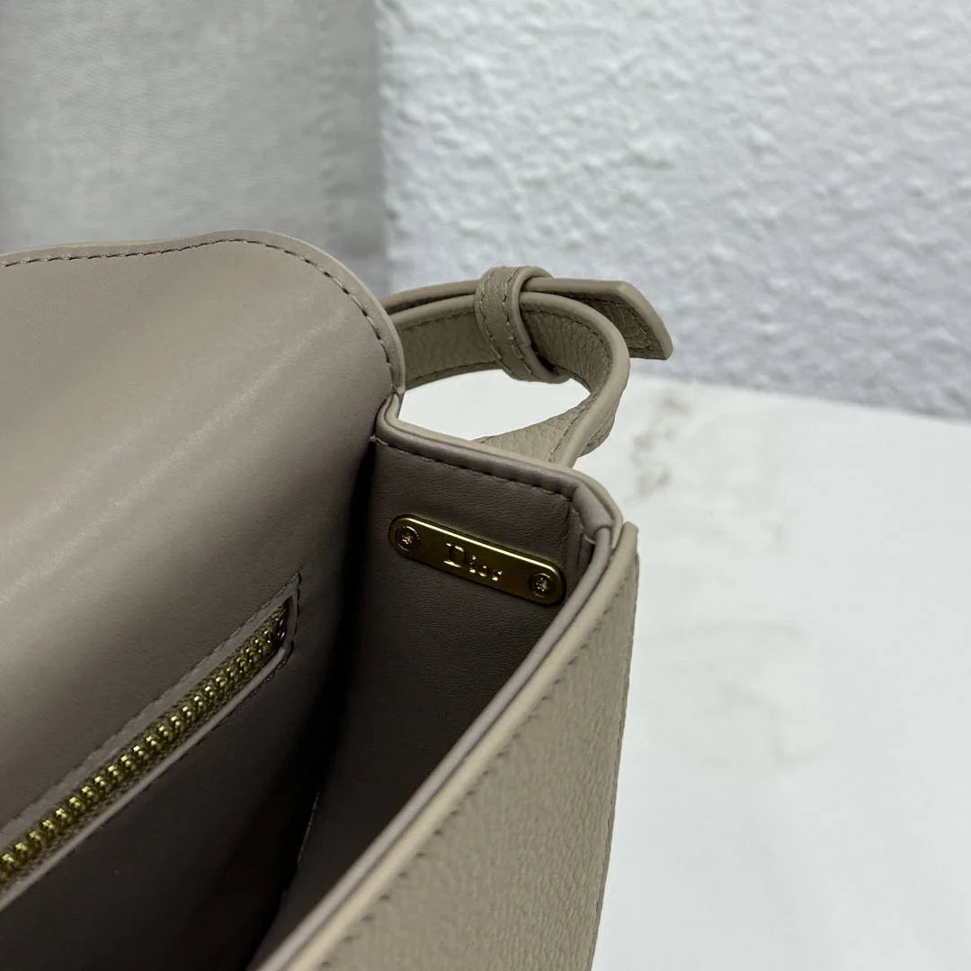 Small Dior Médaillon Flap Bag M3919QDWP_M900 Elephant Gray Grained Calfskin - Default Title - View 7