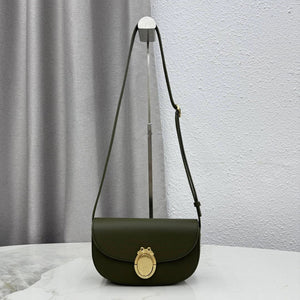 Small Dior Médaillon Flap Bag M3919QDWP_M900 Olive Green Grained Calfskin - Default Title - View 1