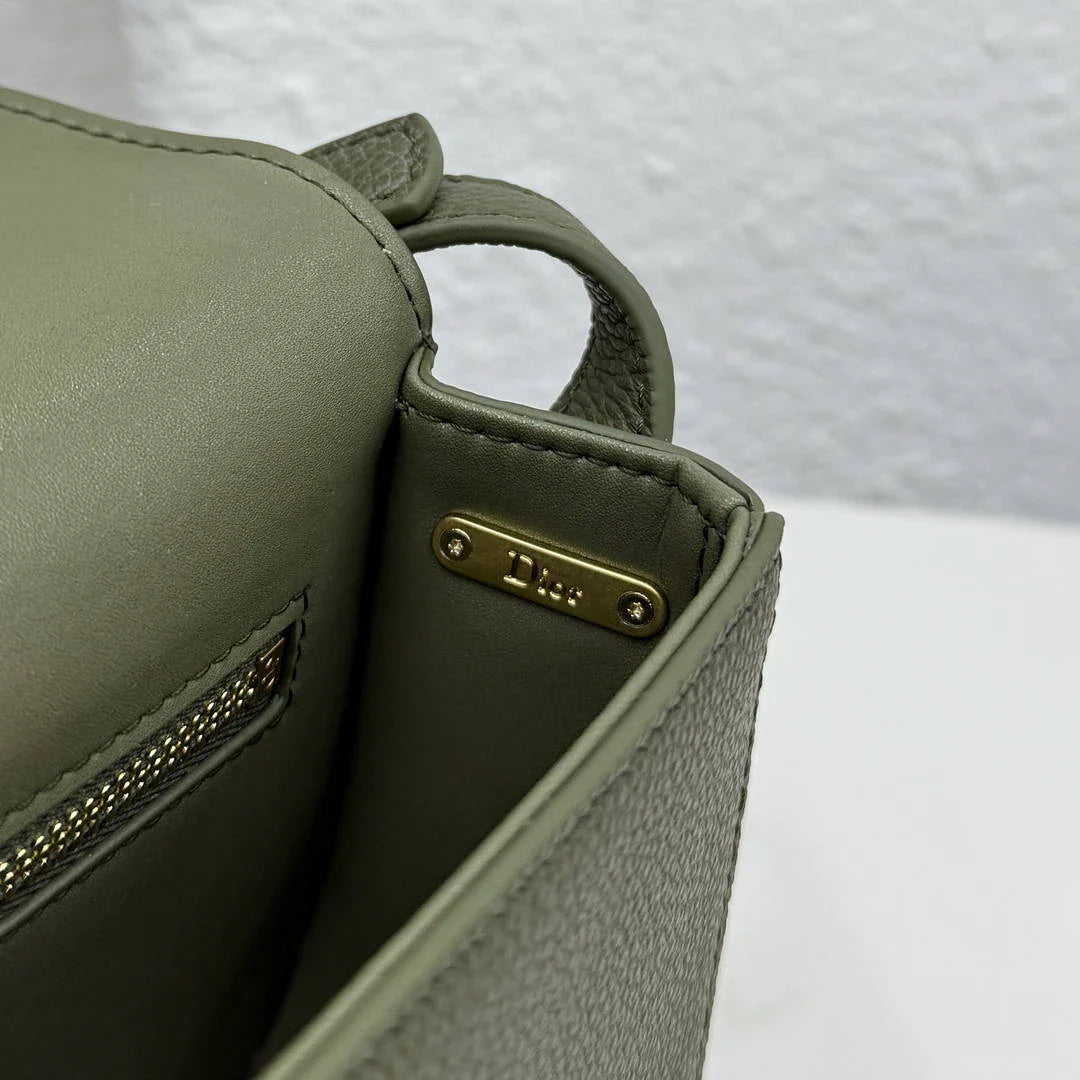 Small Dior Médaillon Flap Bag M3919QDWP_M900 Olive Green Grained Calfskin - Default Title - View 7