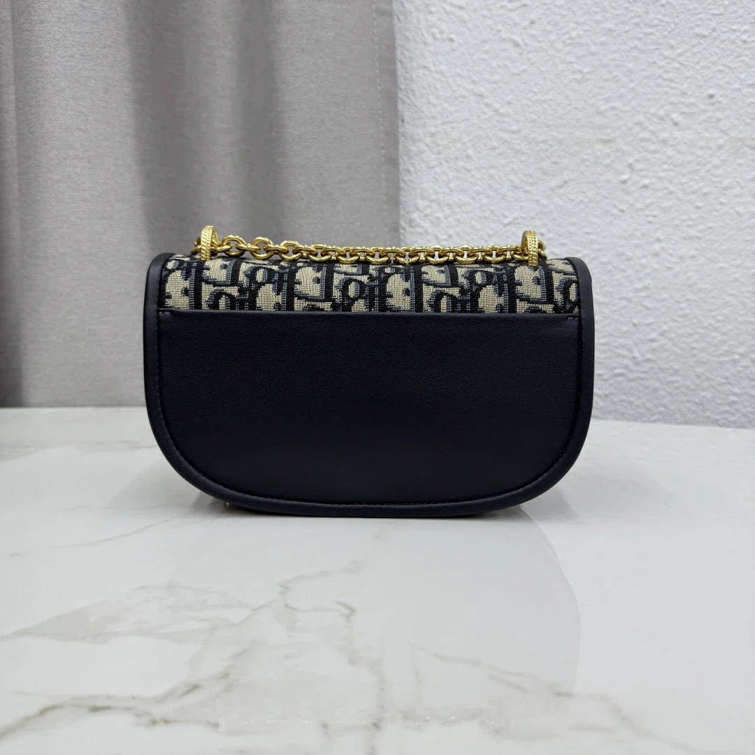 Small Dior Médaillon Flap Bag M3919QDWP_M900 Blue Dior Oblique Jacquard - Default Title - View 5