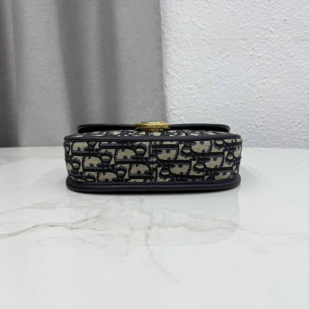 Small Dior Médaillon Flap Bag M3919QDWP_M900 Blue Dior Oblique Jacquard - Default Title - View 6