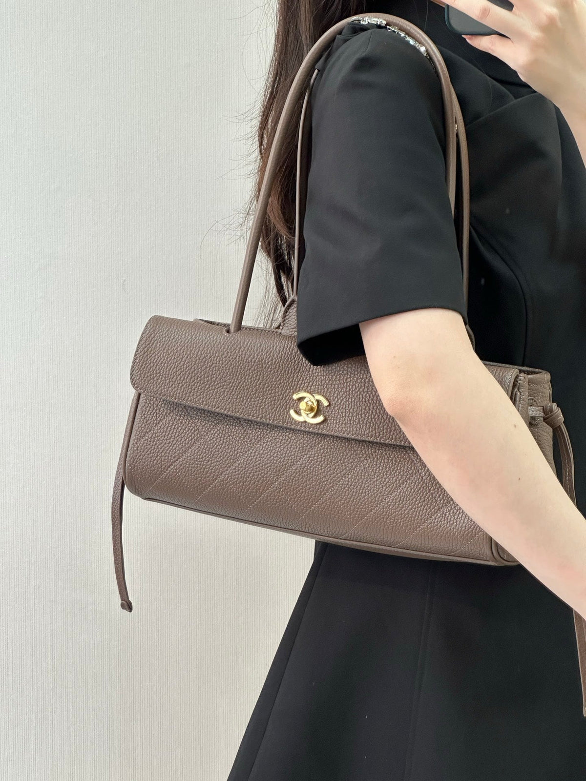 Chanel Small shopping bag AS6288 Calfskin Elephant Gray