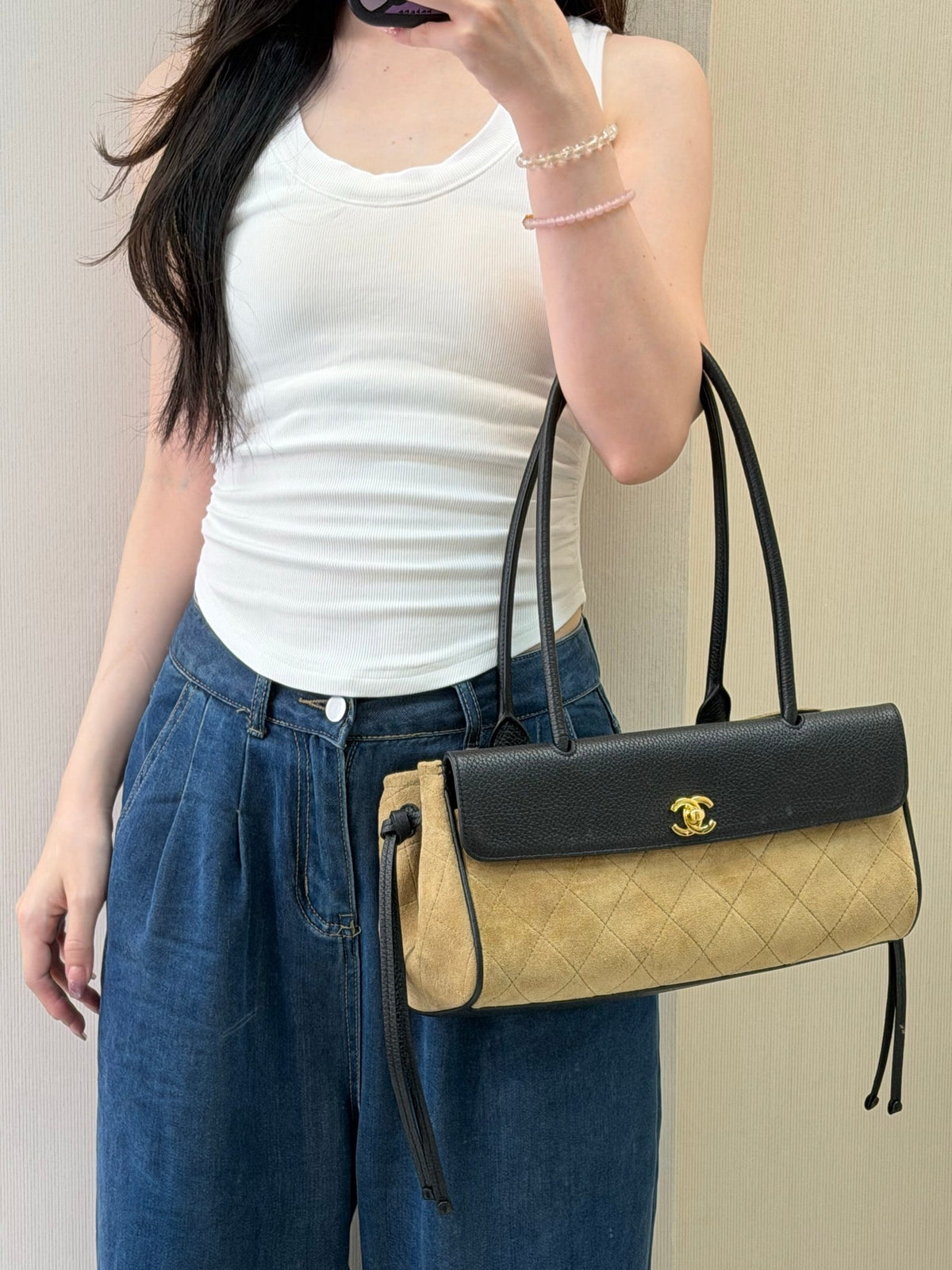 Chanel Small shopping bag AS6288 Suede Dark Beige