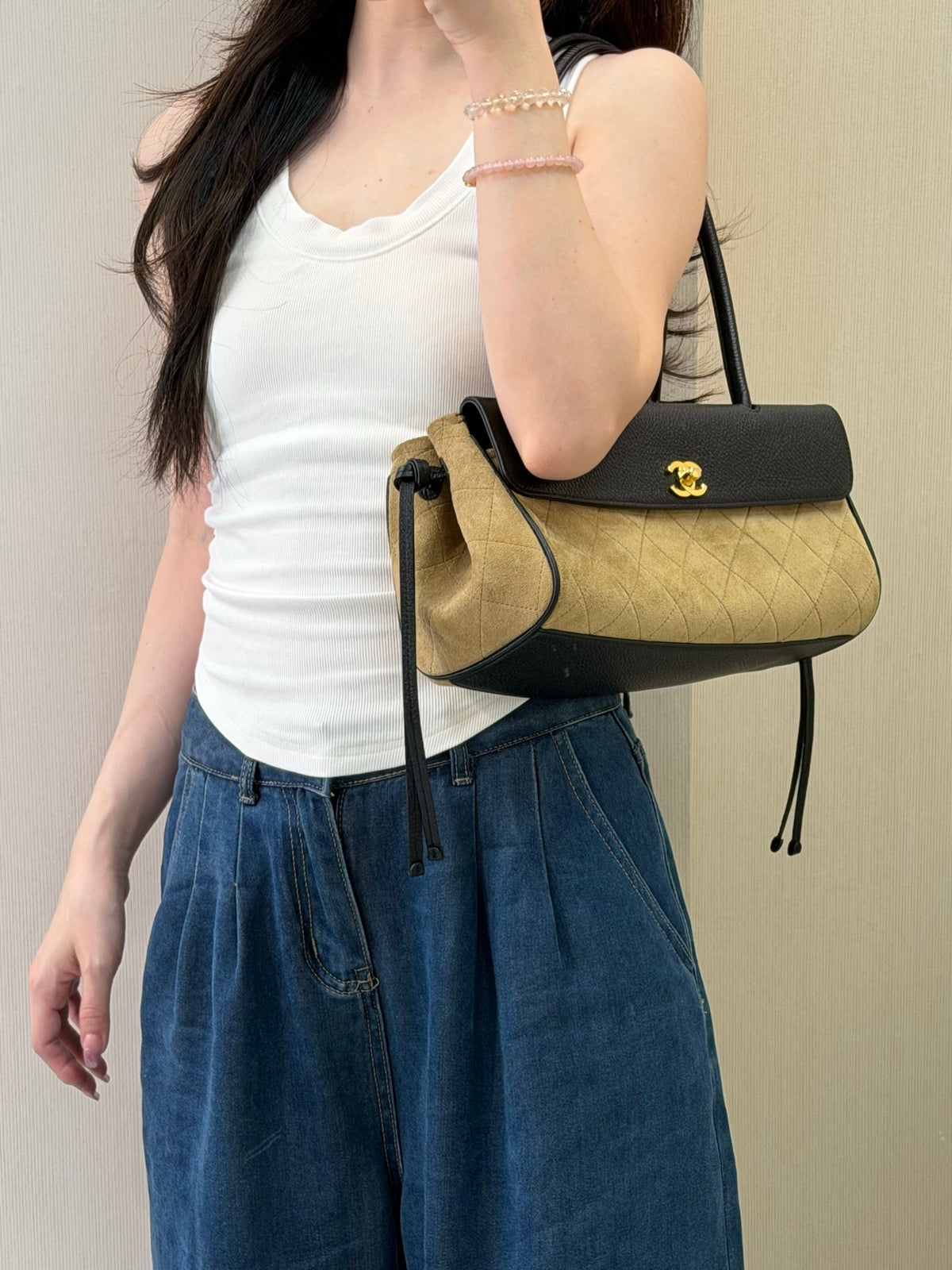 Chanel Small shopping bag AS6288 Suede Dark Beige