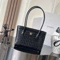 Chanel AS6492 Small Tote Crocodile Embossed Calfskin Black