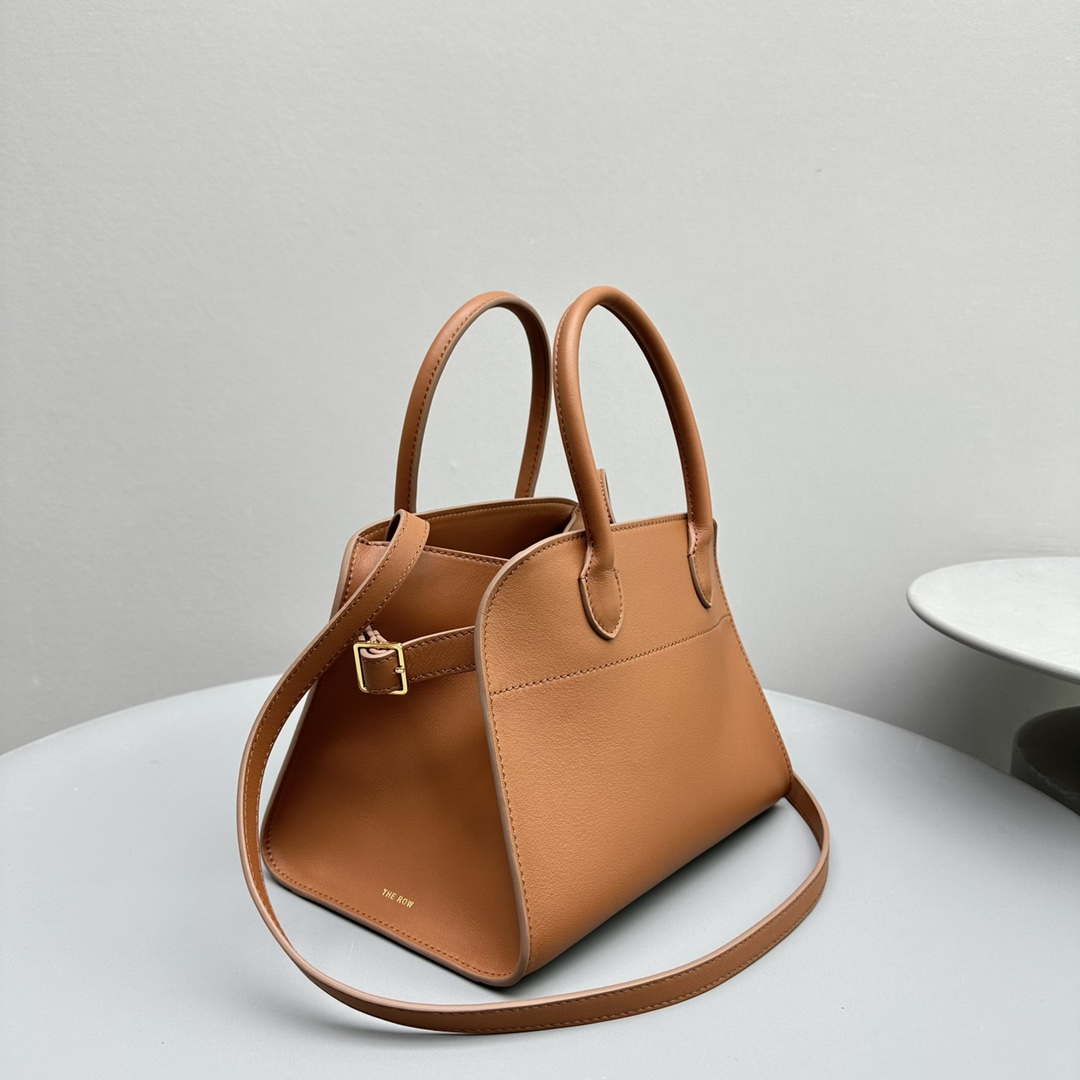 The Row Calfskin Soft Margaux 10 Bag THR153678 Brown