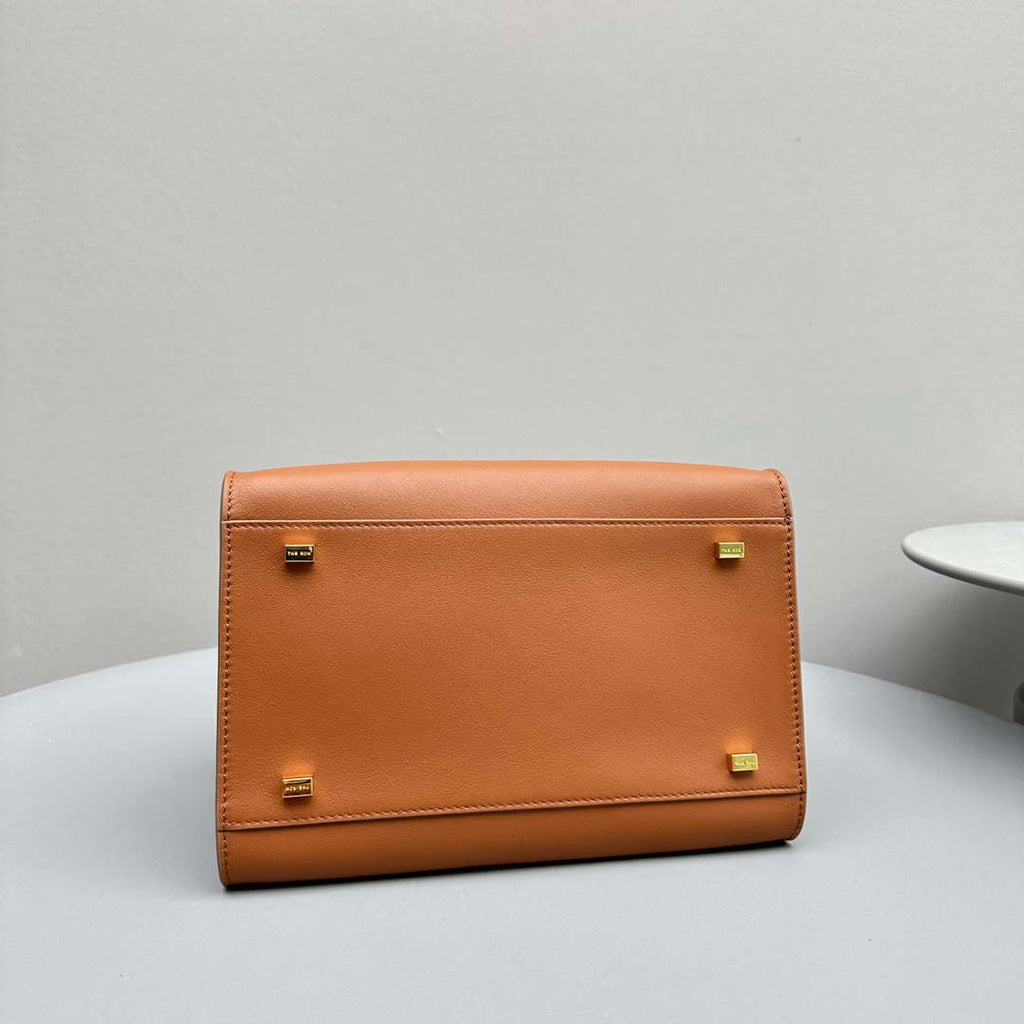 The Row Calfskin Soft Margaux 10 Bag THR153678 Brown