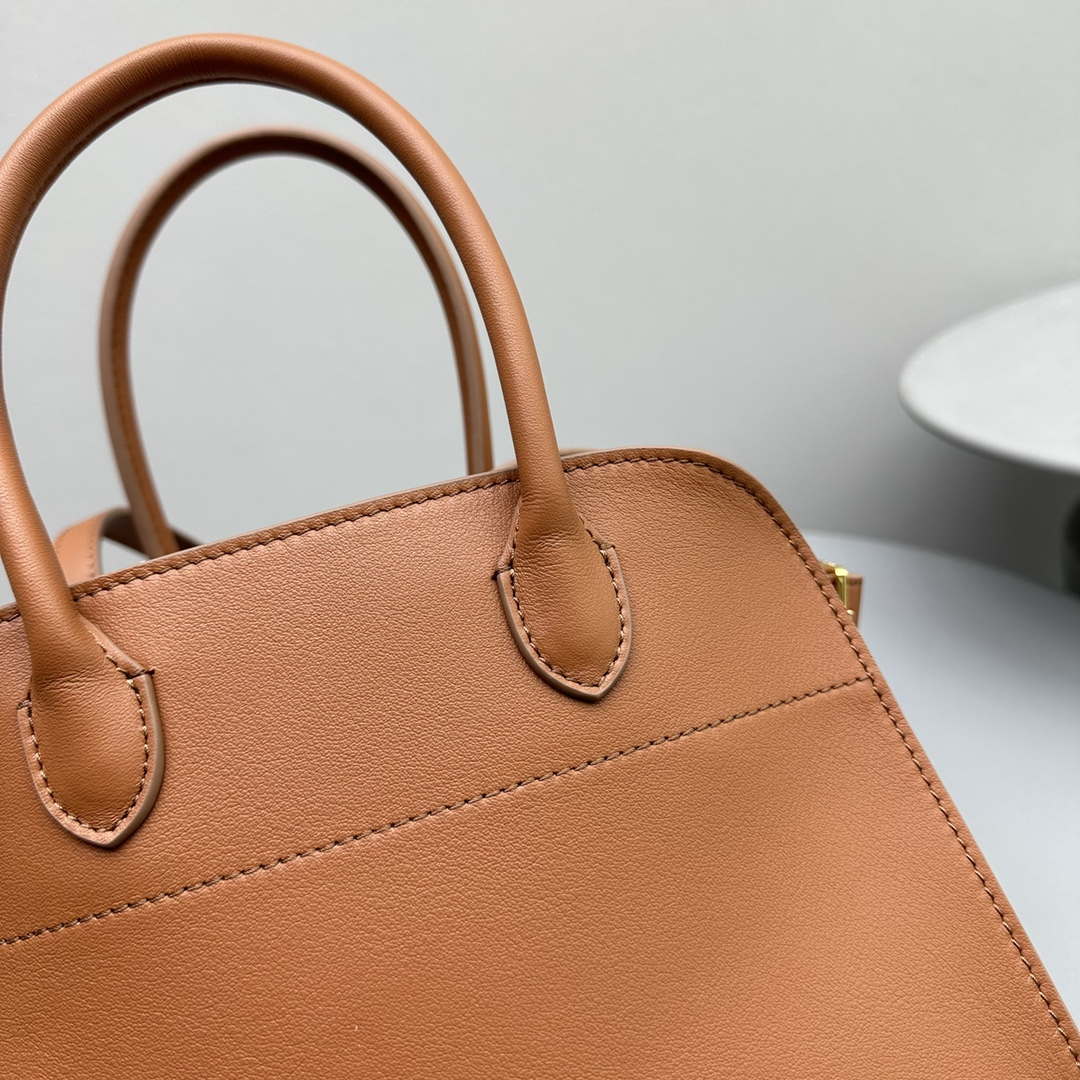 The Row Calfskin Soft Margaux 10 Bag THR153678 Brown