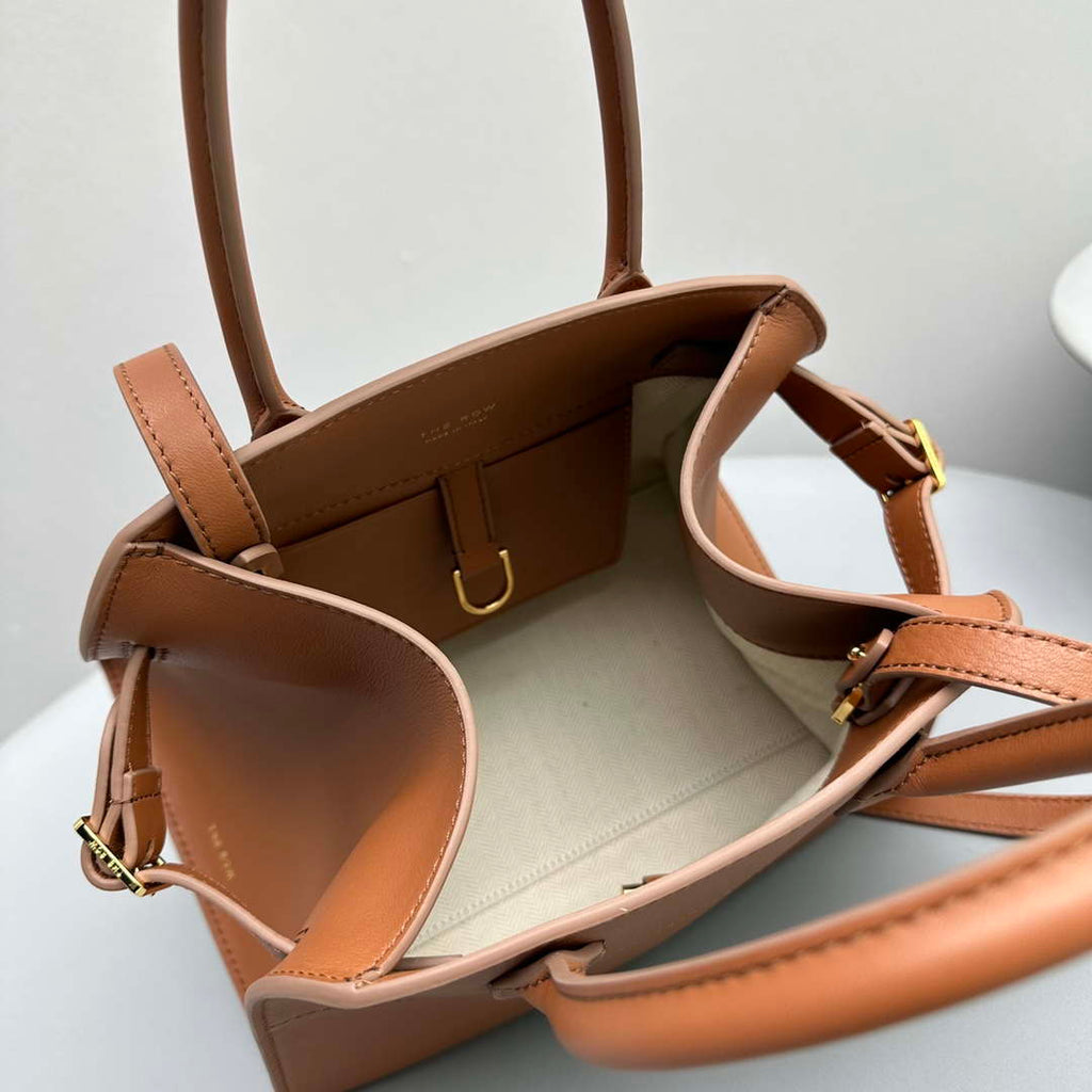 The Row Calfskin Soft Margaux 10 Bag THR153678 Brown
