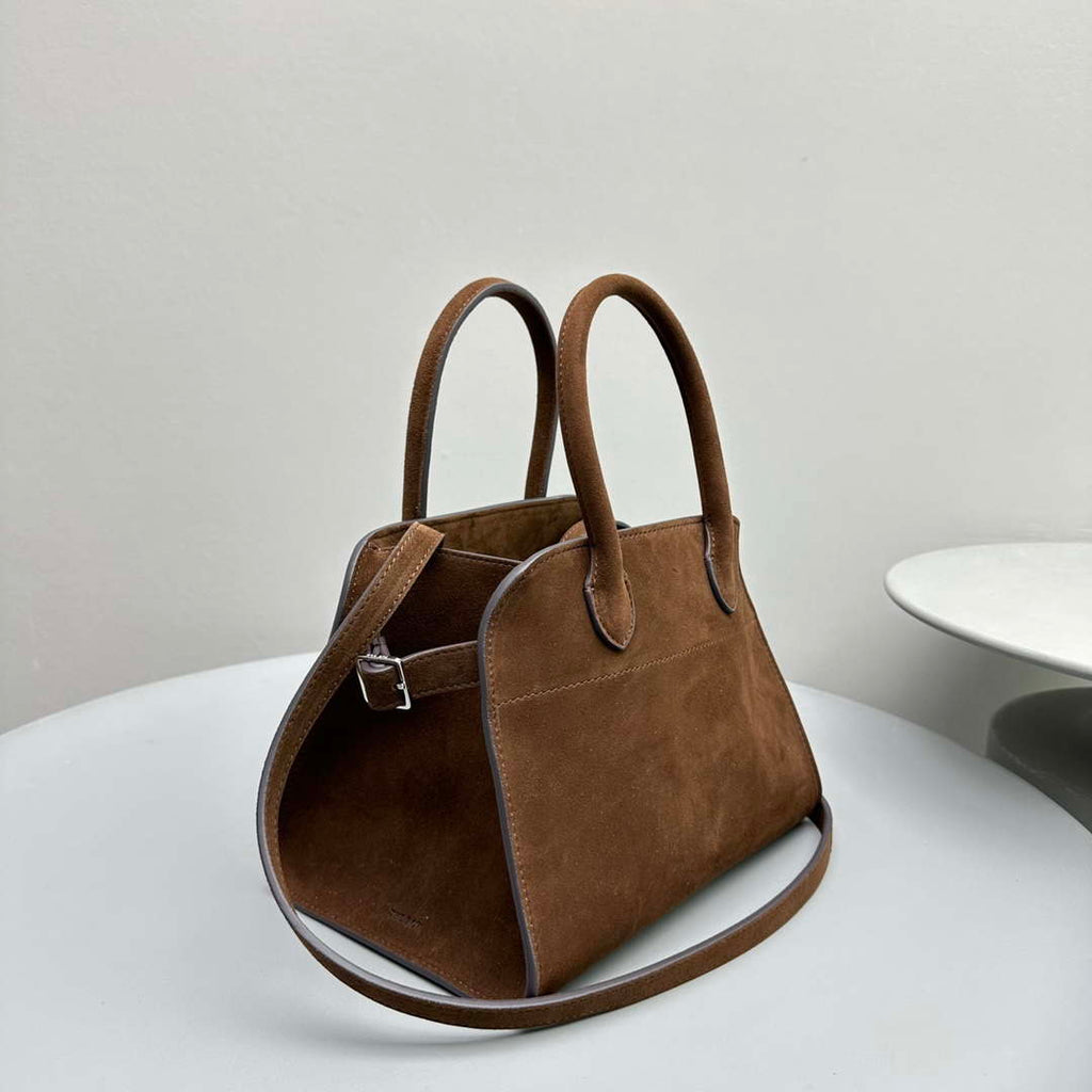 The Row Suede Soft Suede Margaux 10 Bag THR153678 Brown