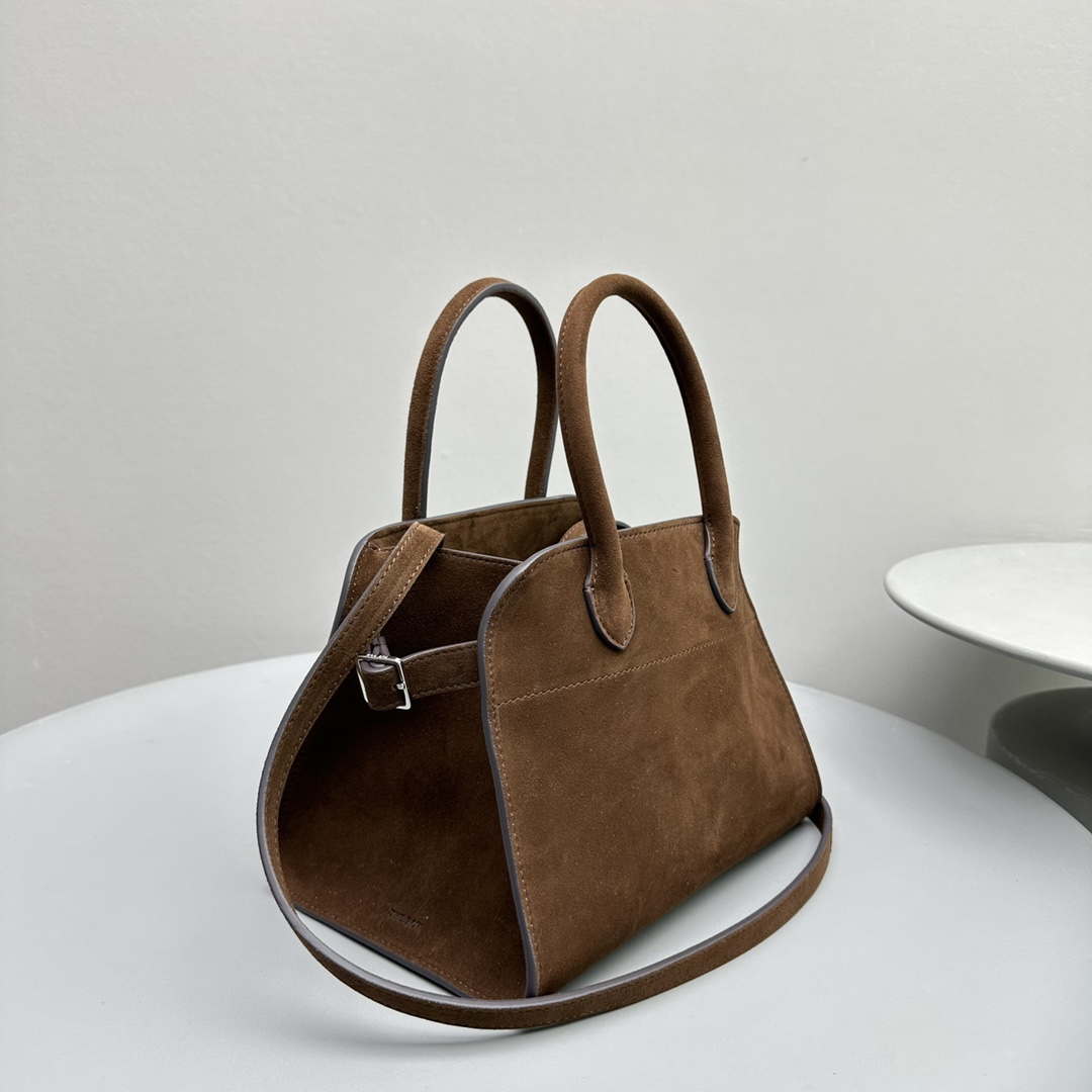 The Row Suede Soft Suede Margaux 10 Bag THR153678 Brown