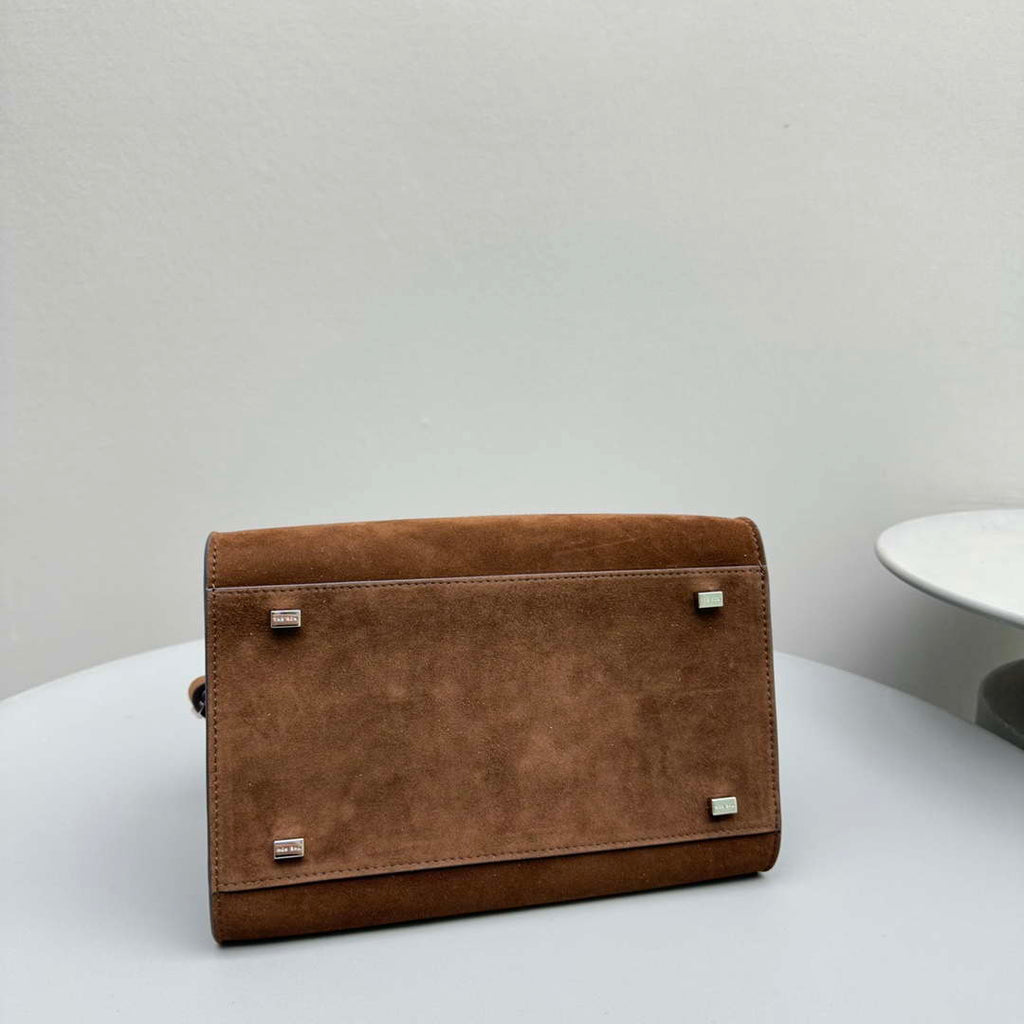 The Row Suede Soft Suede Margaux 10 Bag THR153678 Brown