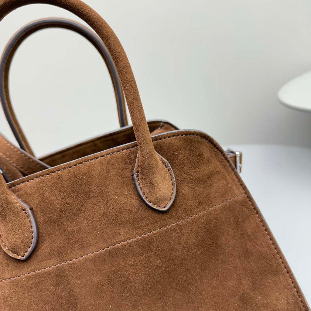The Row Suede Soft Suede Margaux 10 Bag THR153678 Brown