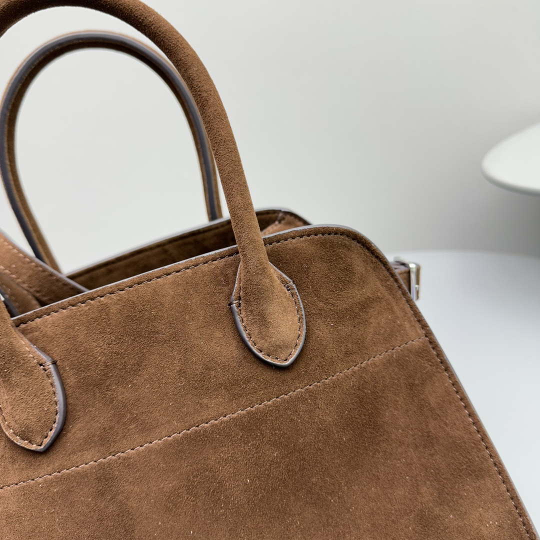 The Row Suede Soft Suede Margaux 10 Bag THR153678 Brown