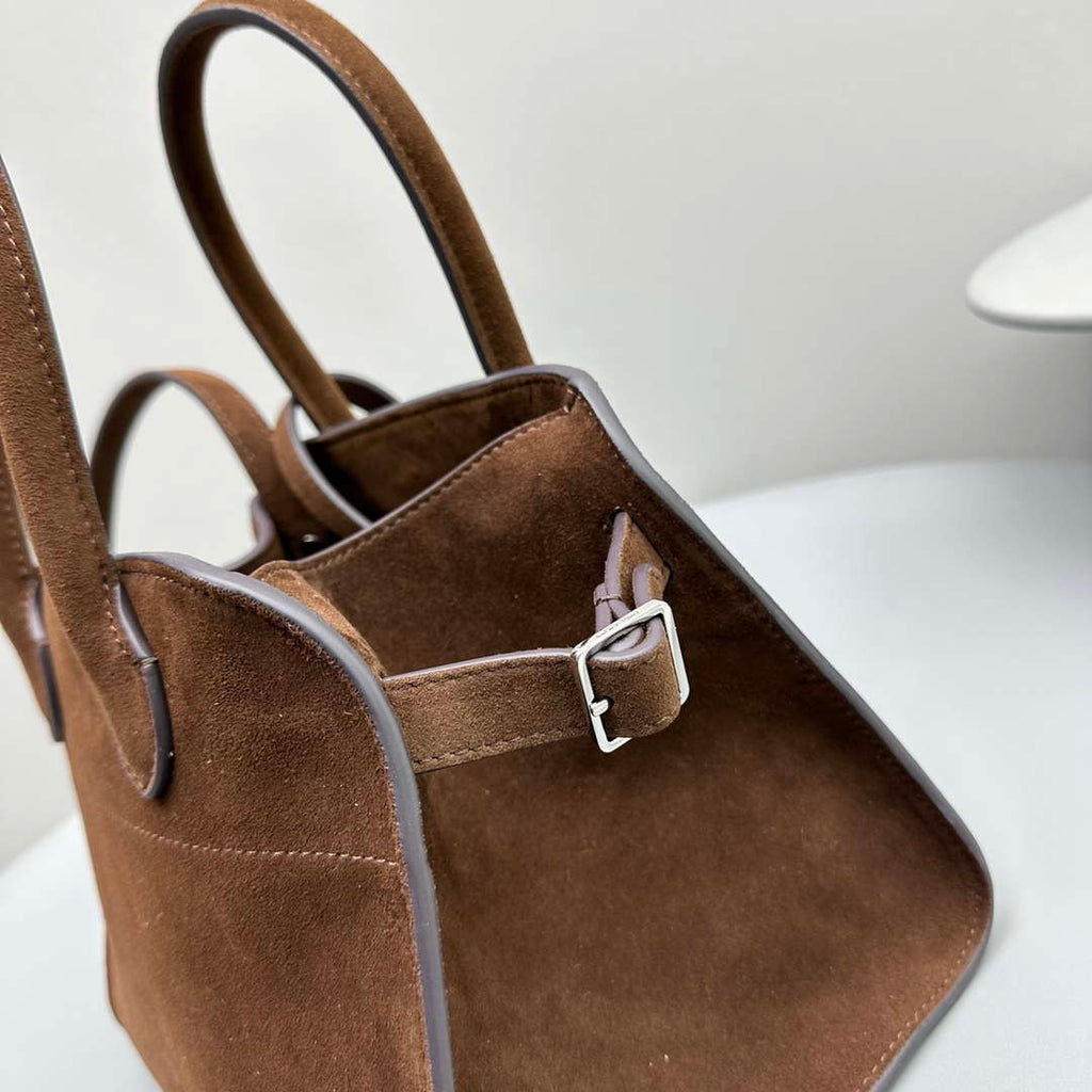 The Row Suede Soft Suede Margaux 10 Bag THR153678 Brown