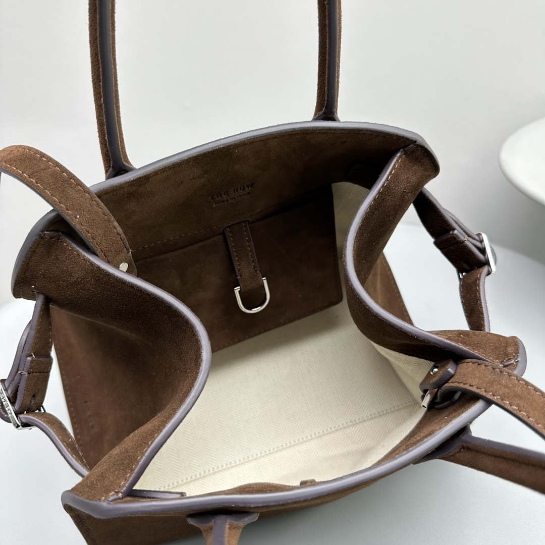 The Row Suede Soft Suede Margaux 10 Bag THR153678 Brown