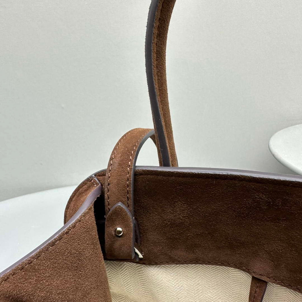 The Row Suede Soft Suede Margaux 10 Bag THR153678 Brown