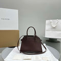 The Row Calfskin Soft Margaux 10 Bag THR153678 Dark Brown