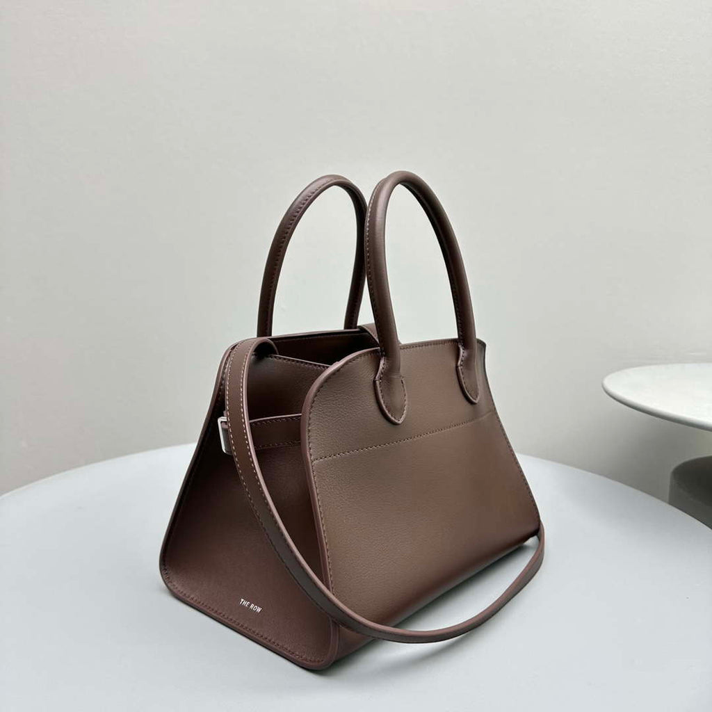 The Row Calfskin Soft Margaux 10 Bag THR153678 Dark Brown