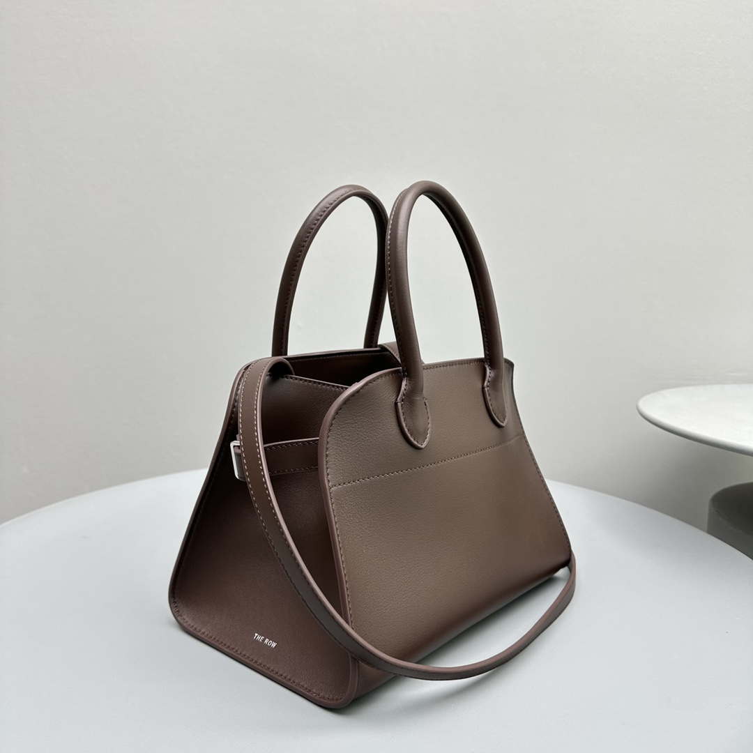 The Row Calfskin Soft Margaux 10 Bag THR153678 Dark Brown