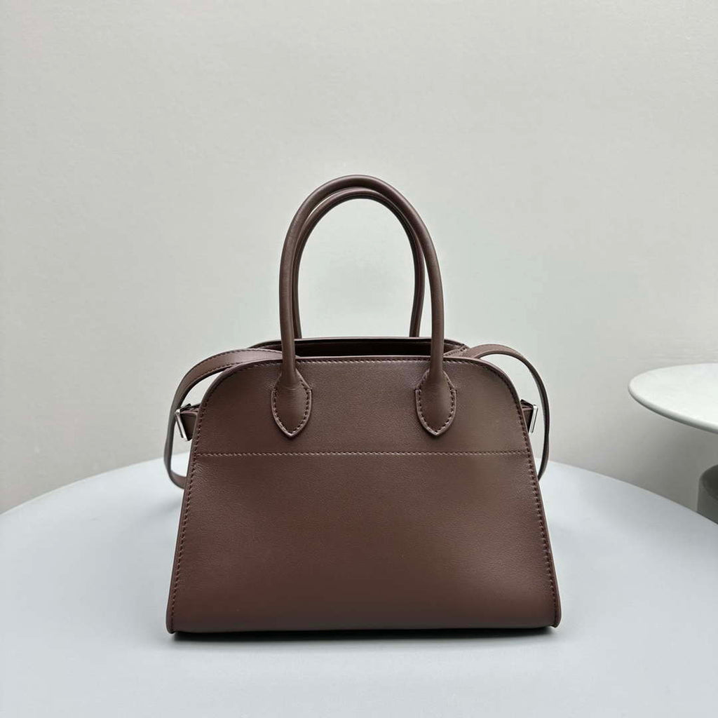 The Row Calfskin Soft Margaux 10 Bag THR153678 Dark Brown