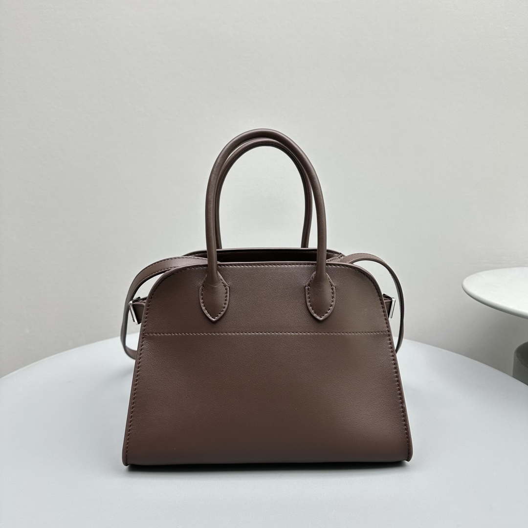 The Row Calfskin Soft Margaux 10 Bag THR153678 Dark Brown