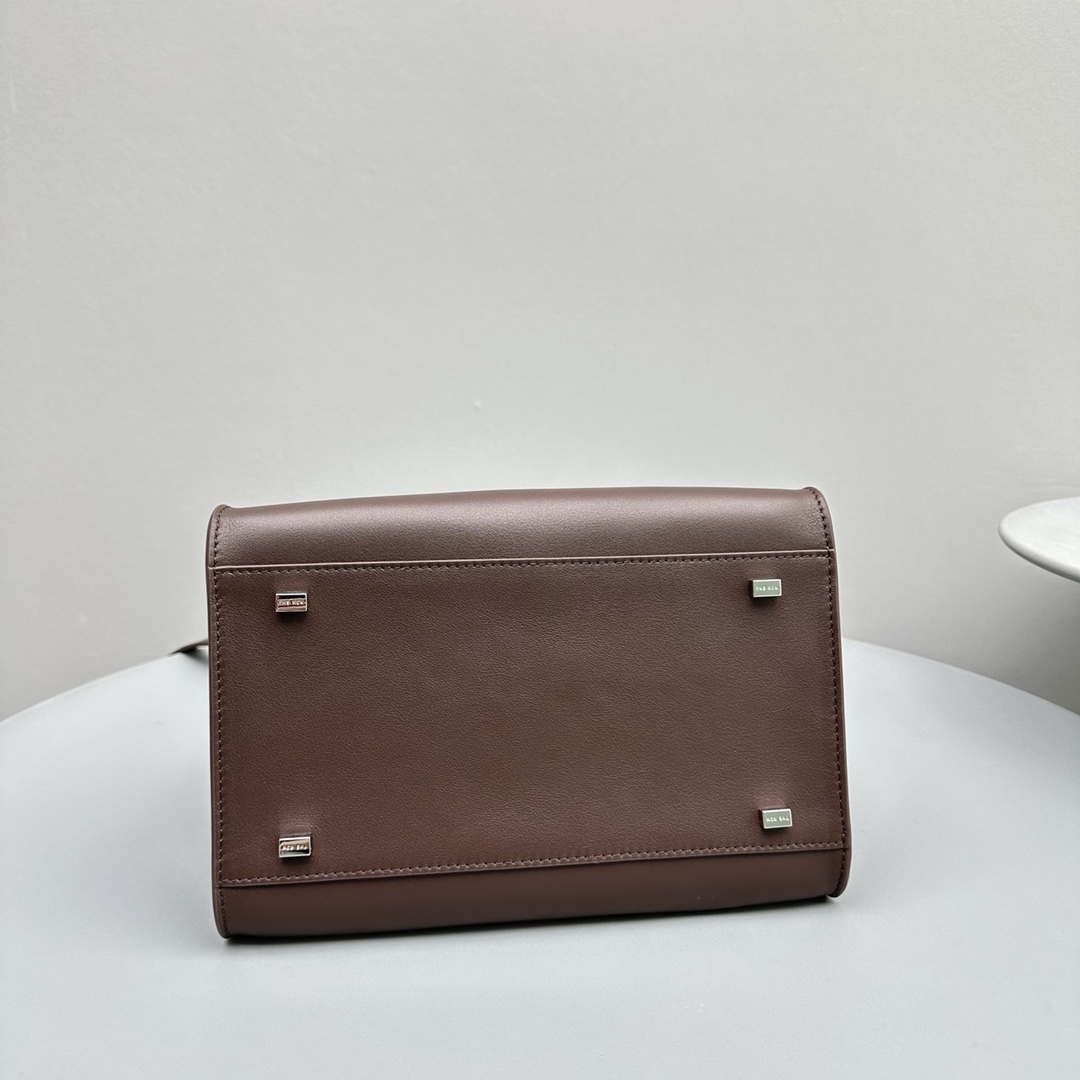 The Row Calfskin Soft Margaux 10 Bag THR153678 Dark Brown