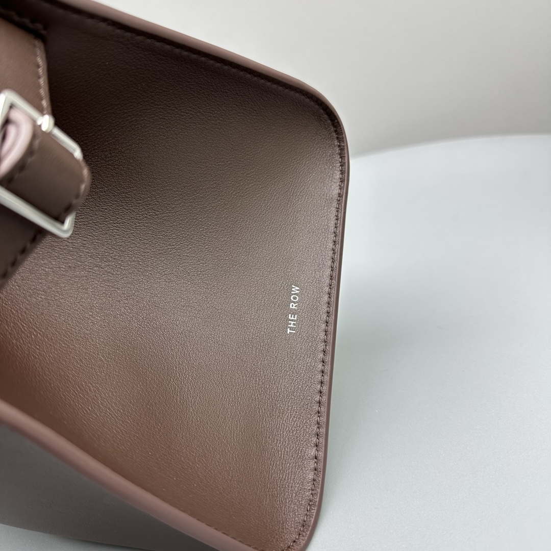 The Row Calfskin Soft Margaux 10 Bag THR153678 Dark Brown